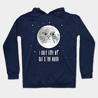 I Love Moon and Cats Hoodie